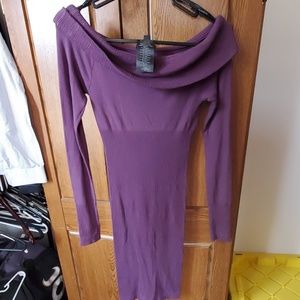 Bebe long sleeve plum bodycon